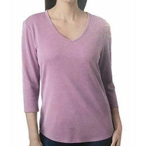 3/$20 Seg'Ments 3/4 Sleeve V-Neck Tshirt in Lilac, XL